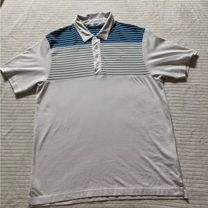 Travis Mathew Size:L White Polo with Blue Stripes